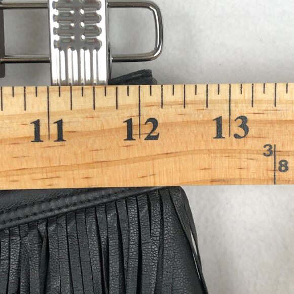 H&M DBlack Vegan Faux Suede Leather Tassel/Fringe Mini Skirt 2 XS 24" - Picture 7 of 13